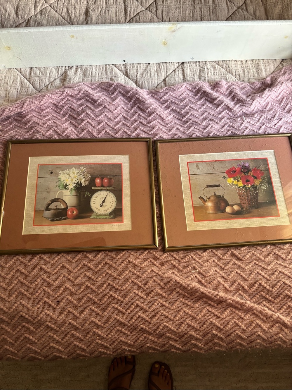 Framed Rustic Kitchen Still Life Art Prints in Brown and Copper Tones